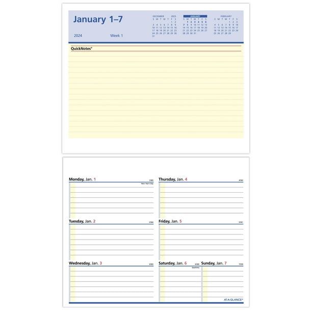 ATAGLANCE QuickNotes FlipAWeek 2024 Weekly Refill Small 5 12 x 7