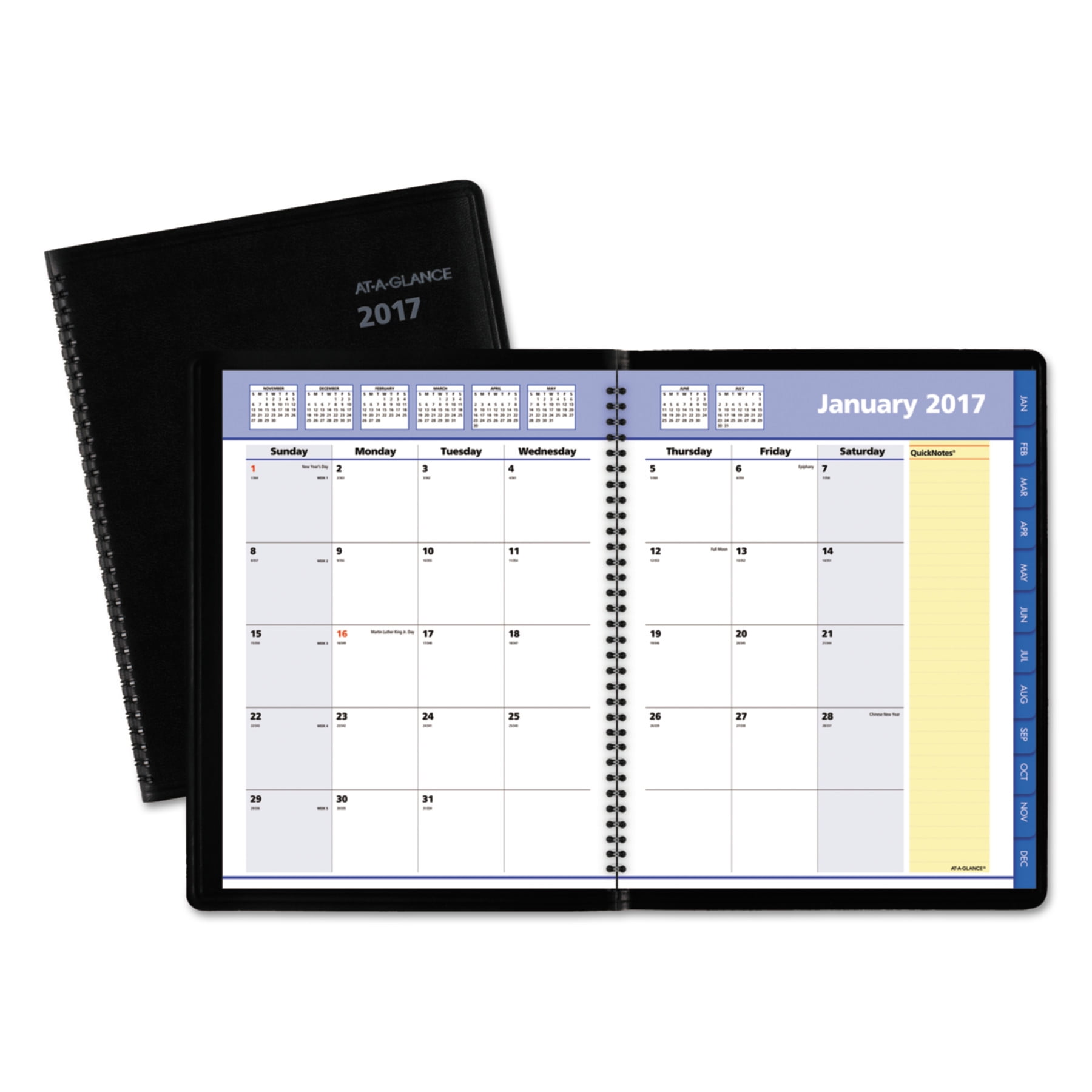 AT-A-GLANCE QuickNotes Monthly Planner, 8 1/4 x 10 7/8, Black, 2018