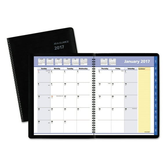 AT-A-GLANCE QuickNotes Monthly Planner, 8 1/4 x 10 7/8, Black, 2018