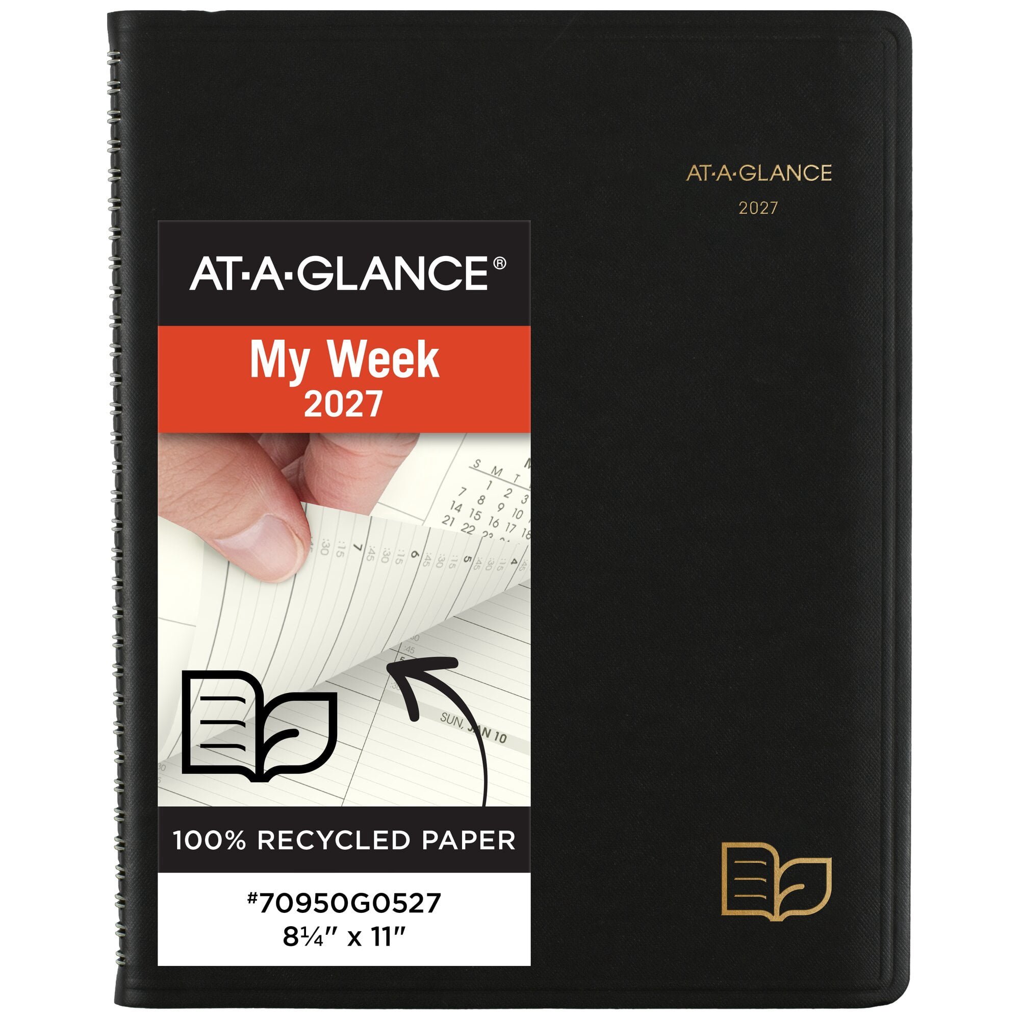 AT-A-GLANCE Recycled 2027 Weekly Monthly Appointment Book Planner Black Large 8