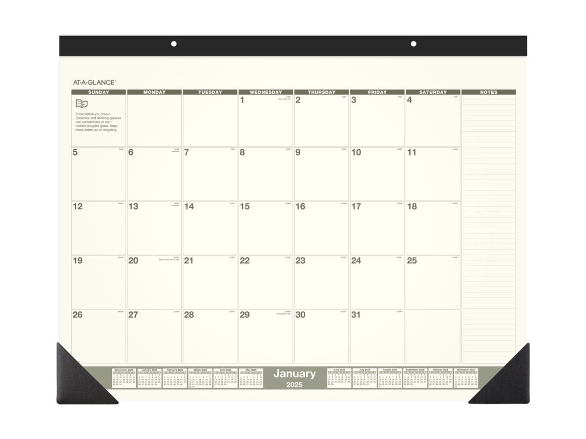 ATAGLANCE Recycled Monthly deskpad calendar desktop 2025