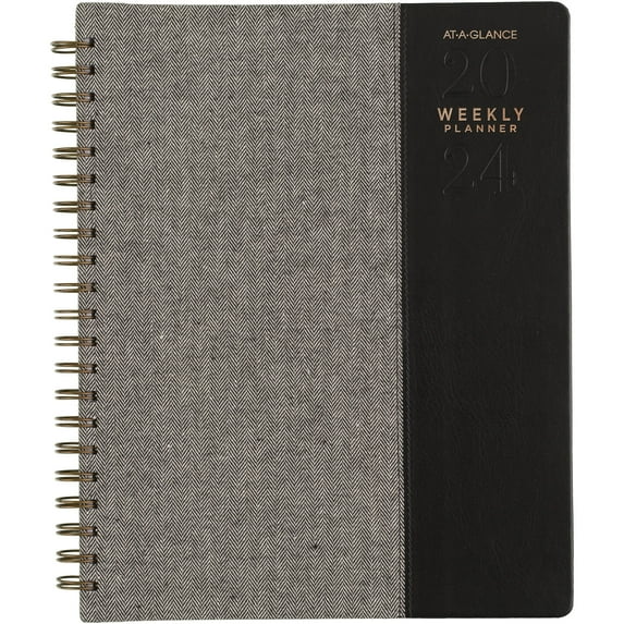 AT-A-GLANCE Signature Collection 2024 Weekly Monthly Planner Black Large 8 12 x