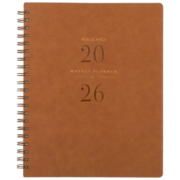 AT-A-GLANCE Signature Collection 2026 Weekly Monthly Planner Brown Large 8 12 x