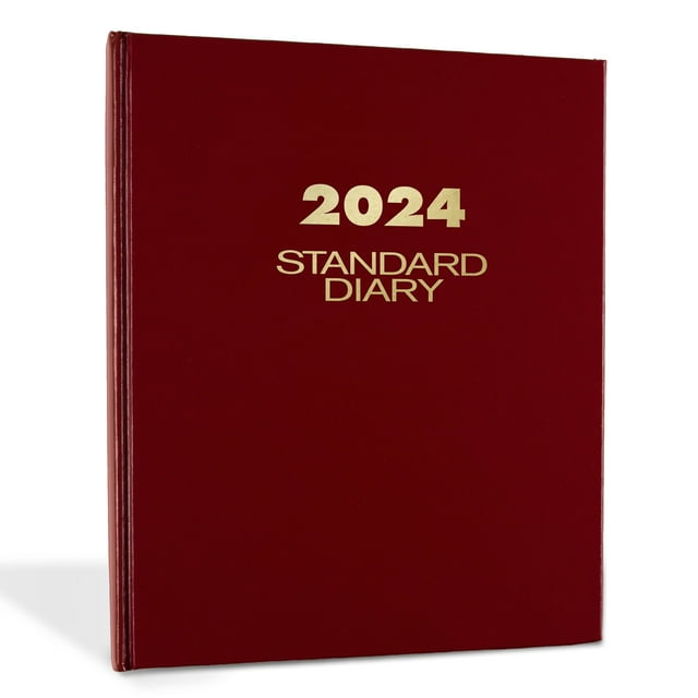 ATAGLANCE 2024 Daily Diary, Medium 7 1/2 x 9 1/2, Red, Lined Day Page
