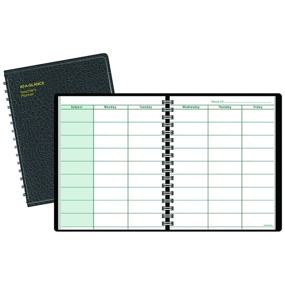 AT-A-GLANCE Teachers Planner Undated 8 14 x 11 Black - Teacher Planners