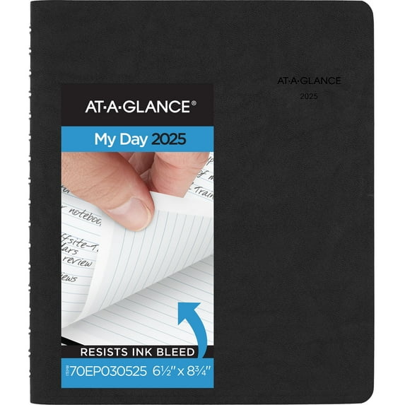 AT-A-GLANCE The Action Planner 2025 Daily Appointment Book Planner Black Medium