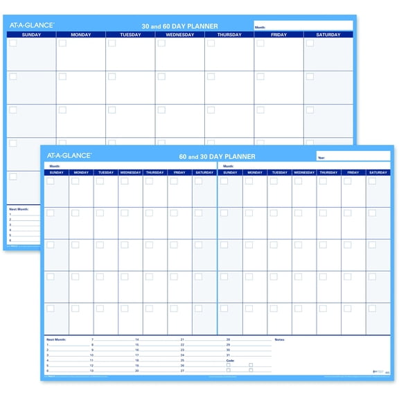 AT-A-GLANCE Undated 30 and 60-Day Horizontal Erasable Wall Calendar Reversible
