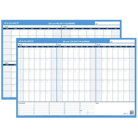 AT-A-GLANCE Undated 90/120-Day Horizontal Erasable Wall Calendar, Reversible, 36" x 24" - PM239B28