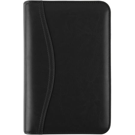 AT-A-GLANCE Undated Textured Faux Leather Starter Set 6 Ring Black Portable Size