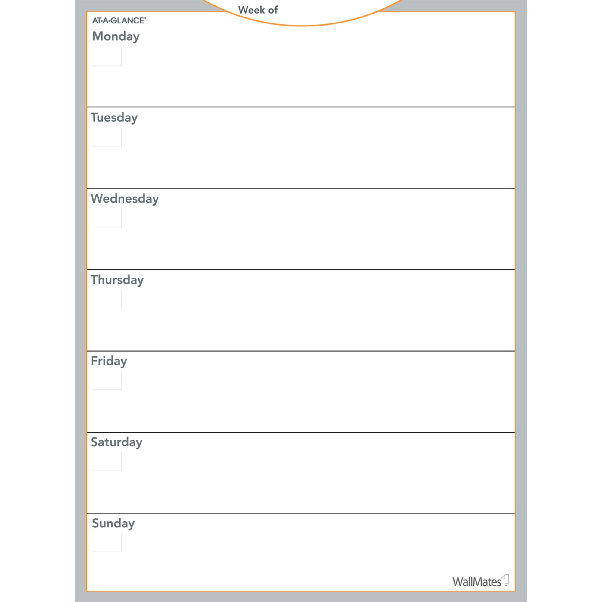 Bright White and Orange 24" x 18" Dry Erase Weekly Planner Board