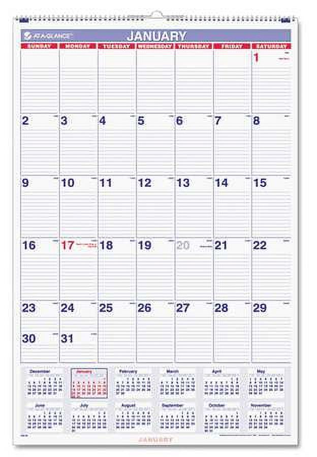 At A Glance AAGPM1428 Horizontal Wall Calendar 3-Months,, 46% OFF