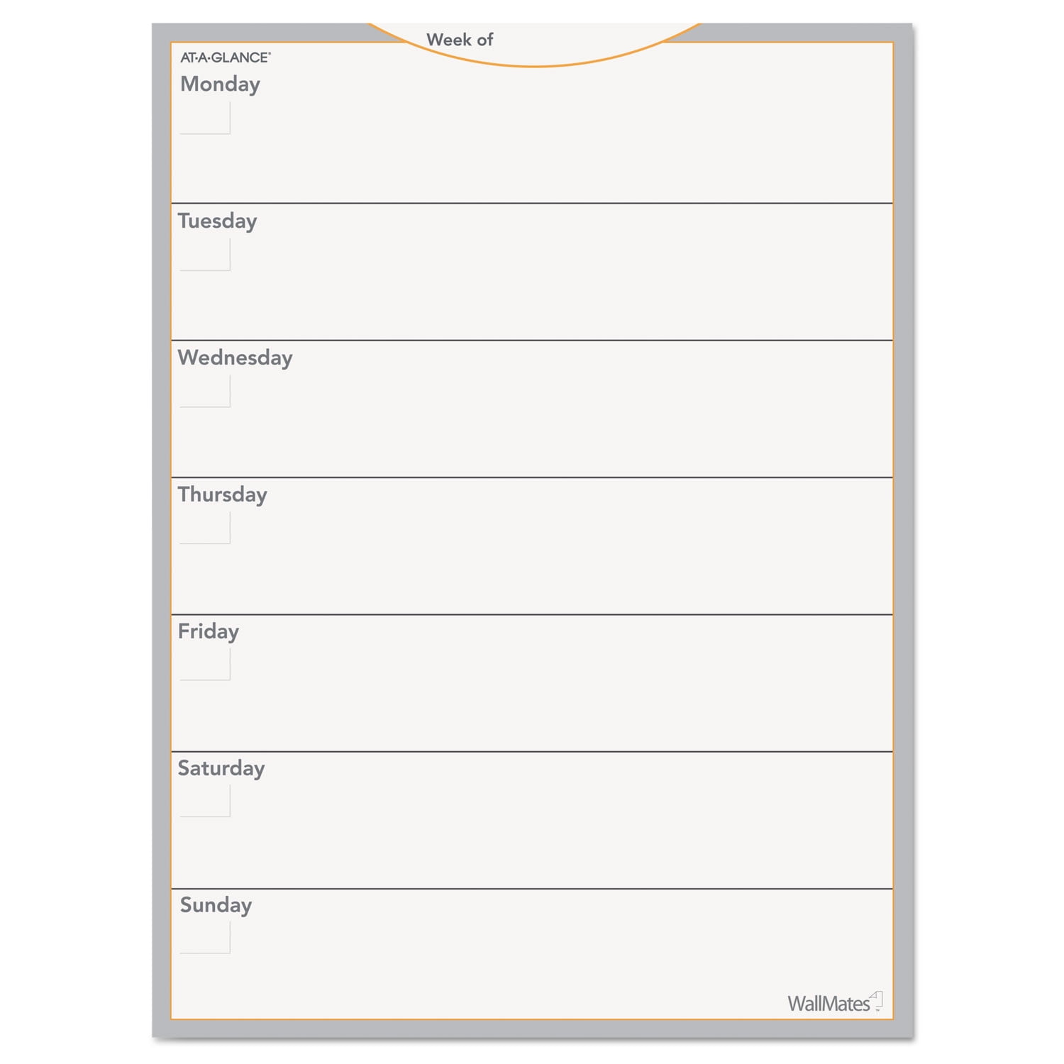 Bright White and Orange 24" x 18" Dry Erase Weekly Planner Board