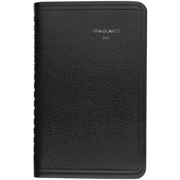 AT-A-GLANCE Weekly Pocket Appt. Book, Telephone/Address Section, 6" x 3.5", Black, 2021