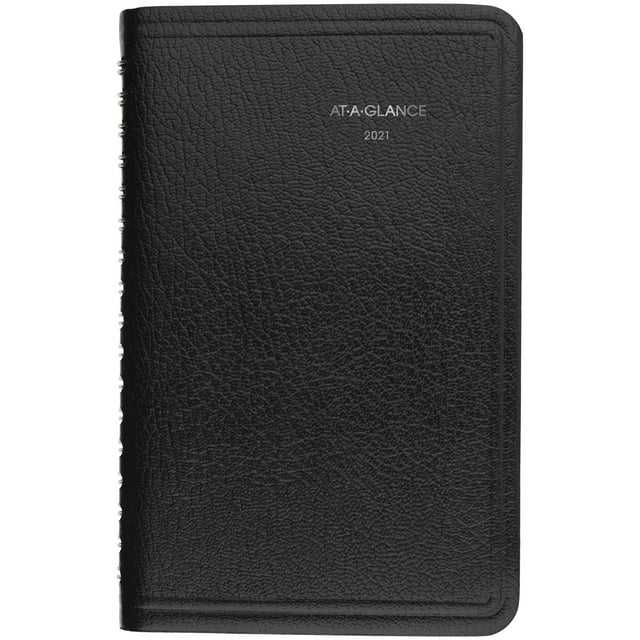 AT-A-GLANCE Weekly Pocket Appt. Book, Telephone/Address Section, 6" x 3.5", Black, 2021