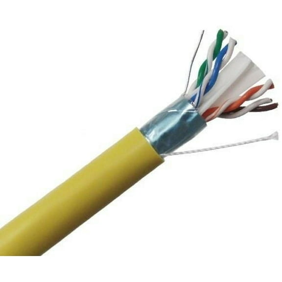 AT Cat6 Ethernet Cable 23AWG 600Mhz UL Bare Solid Copper Wire UTP 500' Yellow