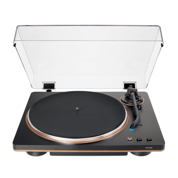 AT-LP70X Automatic Turntable, Black/Bronze, Fully Automatic Belt-Drive Record Player, 33-1/3 and 45 RPM, Built-In Phono Preamplifier