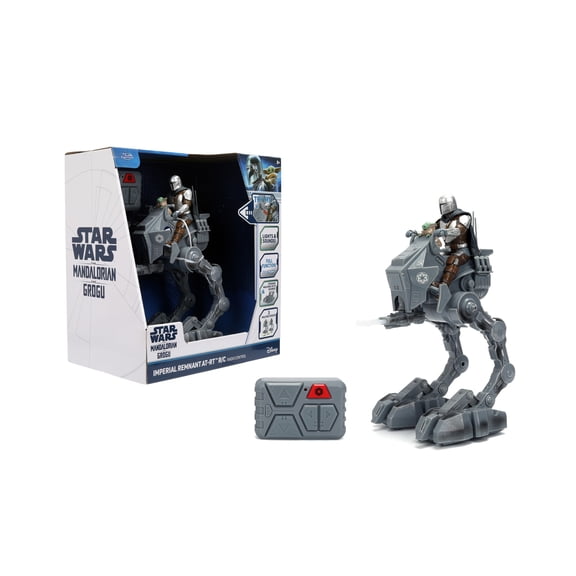 Star Wars Imperial Remnant AT-RT RC Walker with Mandalorian and Grogu 13 Inch Remote Control Toy with Sound and Lights by Jada Toys