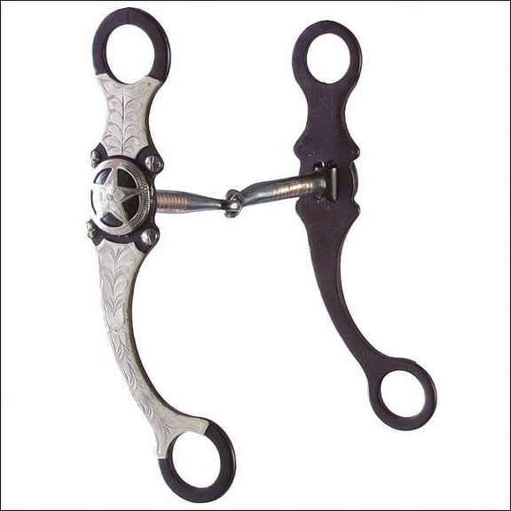 Hilason Brown Steel Curb Horse Bit German W/Star Hand Engraved Cheeks