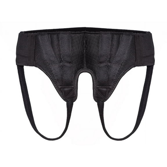 AT Surgical Double Hernia Support Truss, Slim Black Adjustable Straps or Belt with Compression Pads - Double Side, Size Small