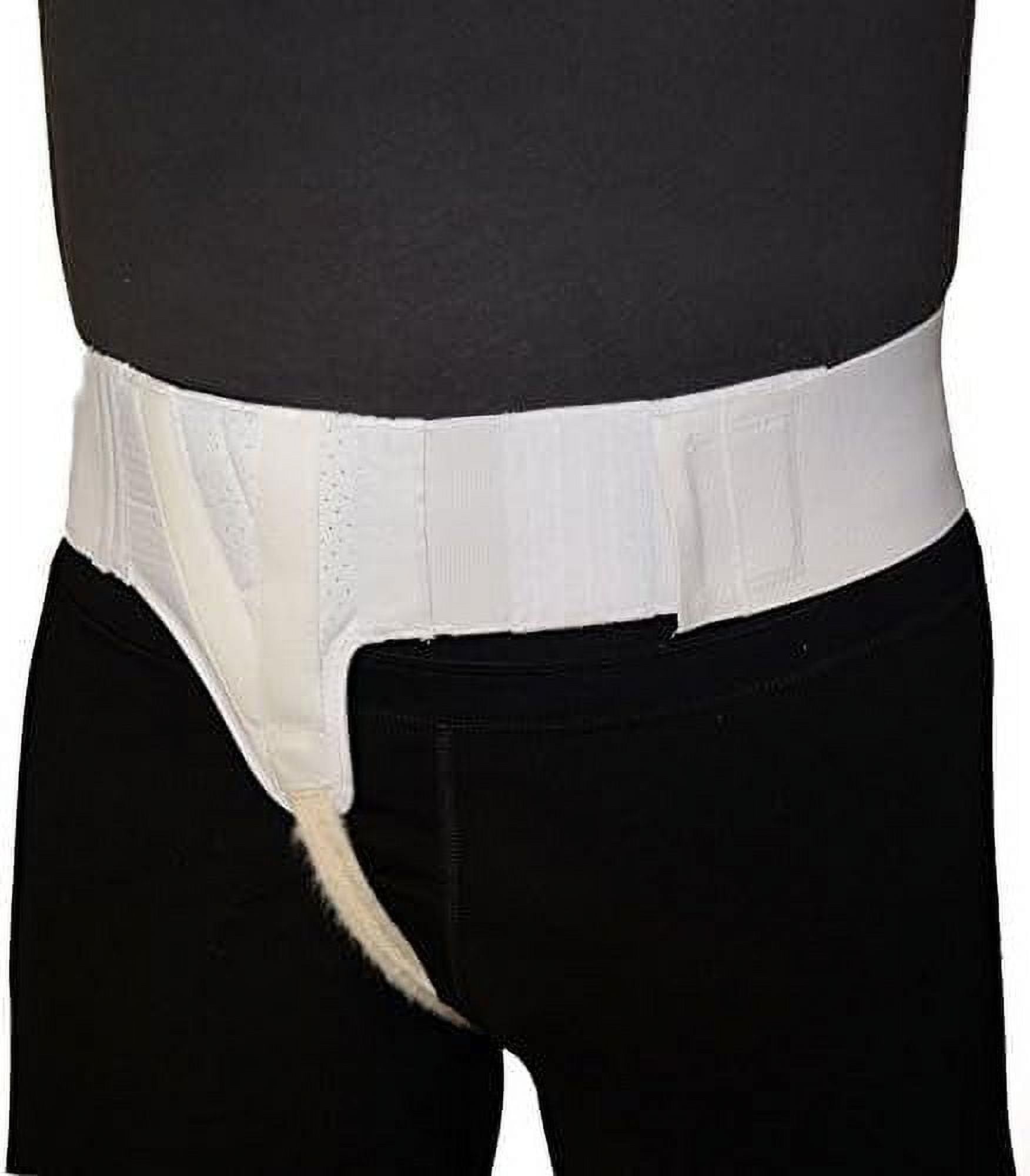 AT Surgical Right Hernia Support Truss, Slim White Adjustable Straps or Belt with Compression Pads - Right Side, Size 3XL