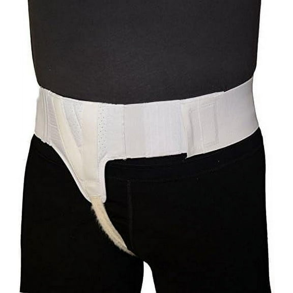 AT Surgical Right Hernia Support Truss, Slim White Adjustable Straps or Belt with Compression Pads - Right Side, Size 3XL