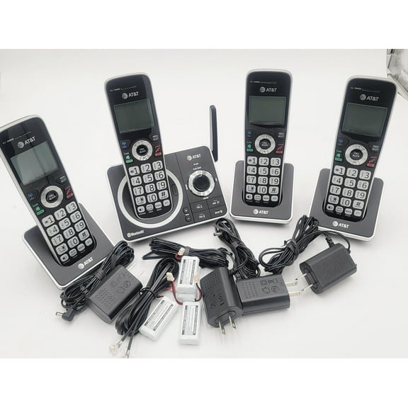 Pre-Owned AT&T 4-Handset Expandable Cordless Phone with Unsurpassed Range, Bluetooth Connect to Cell, Smart Call Blocker and Answering System, DLP72412 (Black)