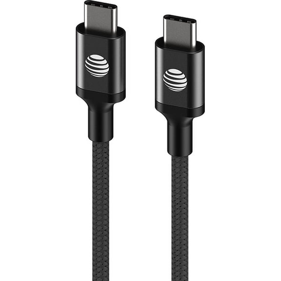 AT&T 6-Foot Braided Fast Charge Cable Type C to C Cable - Black