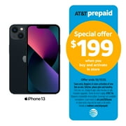 AT&T Apple iPhone 13, 128 GB, Midnight - Prepaid Smartphone [Locked to AT&T]
