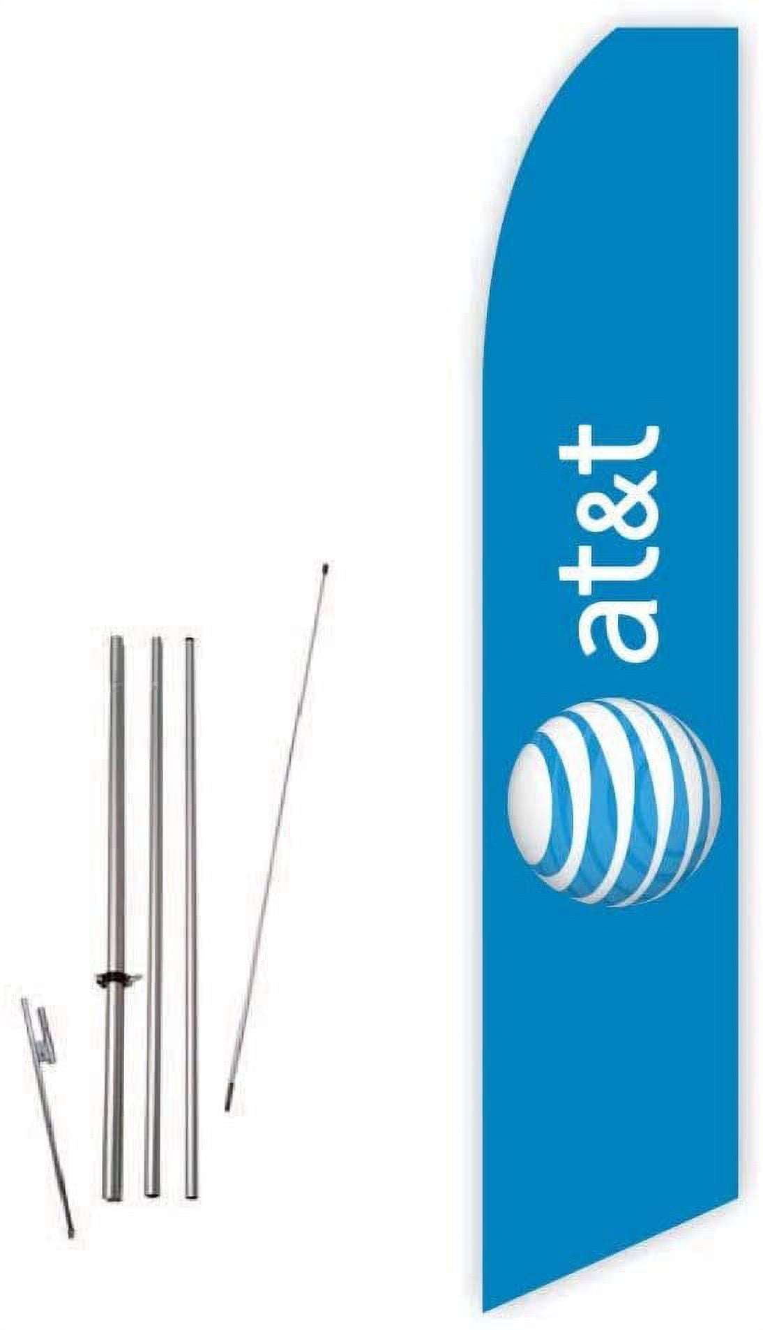 AT&T Blue Super Novo Feather Flag - Complete with 15ft Pole Set and Ground Spike