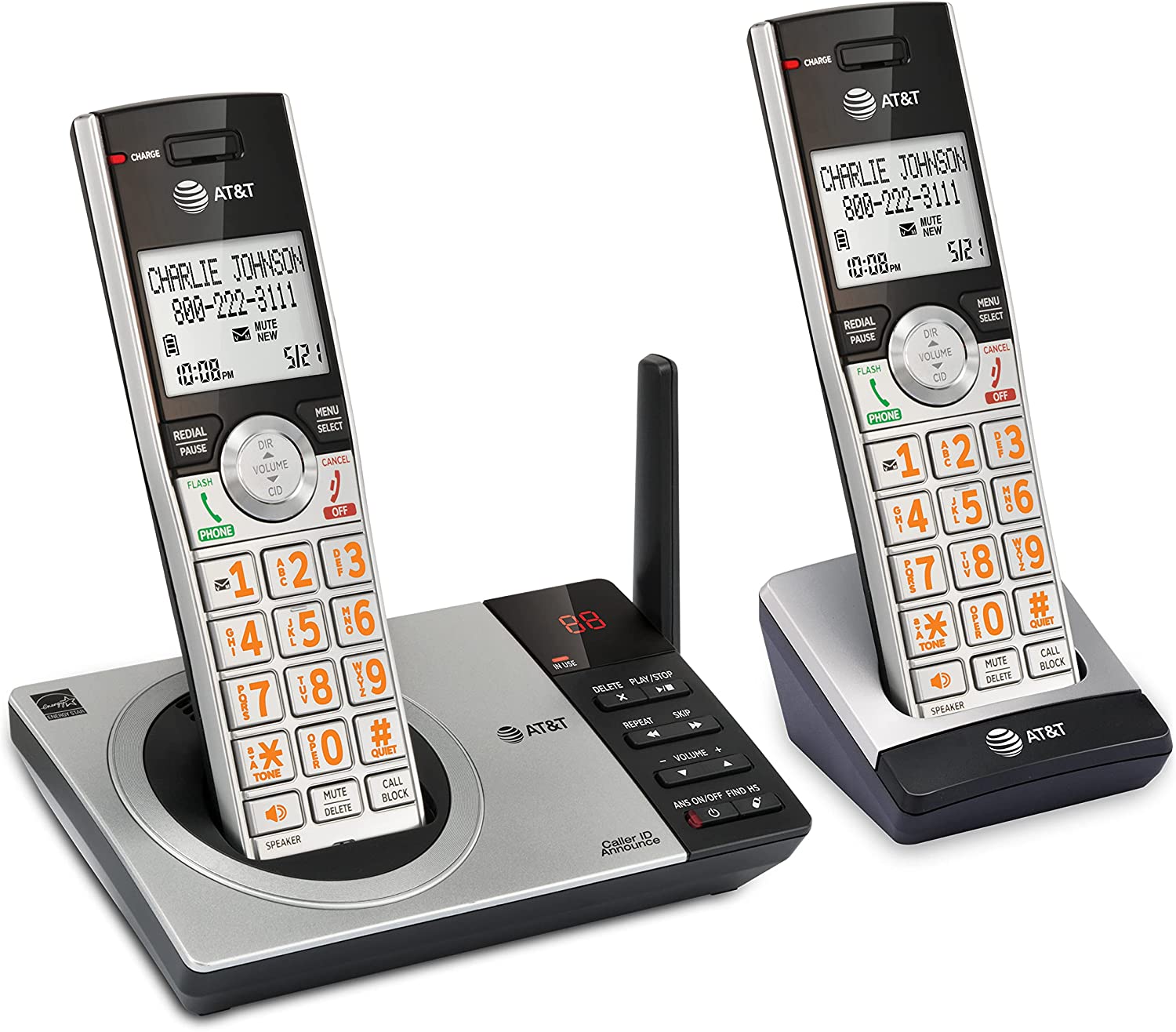 AT&T CL DECT 6.0 2Handset Cordless Phone for Home with Answering
