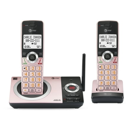 AT&T CL82229 2 Handset Cordless Expandable Answering System with Smart Call Block, Rose Gold