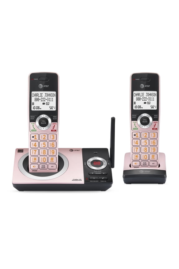 CL82229 2 Handset Cordless Expandable Answering System with Smart Call Block, Rose Gold