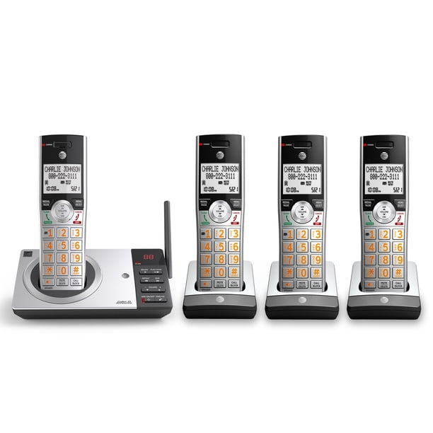 AT&T CL82407 DECT 6.0 Expandable Answering System with Smart Call Blocker, Silver/Black with 4