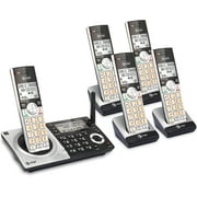 AT&T CL83507 DECT 6.0 5-Handset Cordless Phone for Home with Dual Keypad Base, Answering Machine, Call Blocking, Caller ID Announcer, Intercom and Long Range, Silver/Black