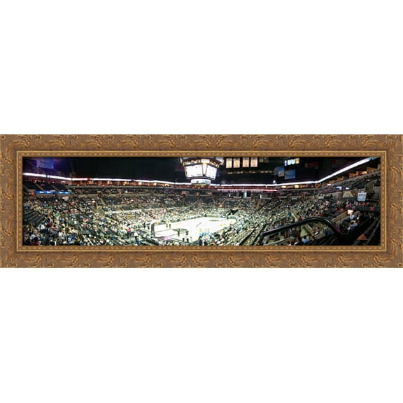 AT&T Center 40x14 Large Gold Ornate Wood Framed Canvas Art - Home of the San Antonio Spurs
