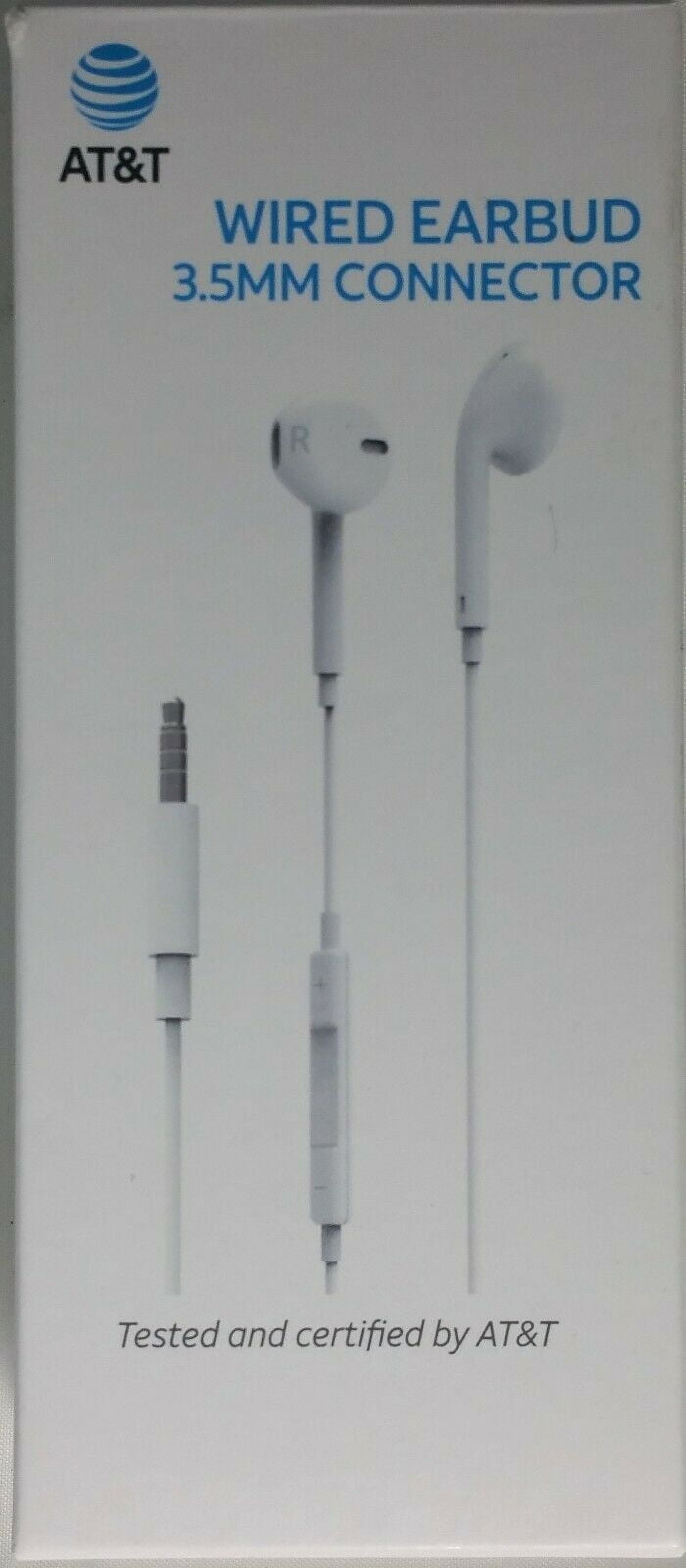 AT&T Certified 47in Wired Earbud 3.5mm Connector Reinforced Universal