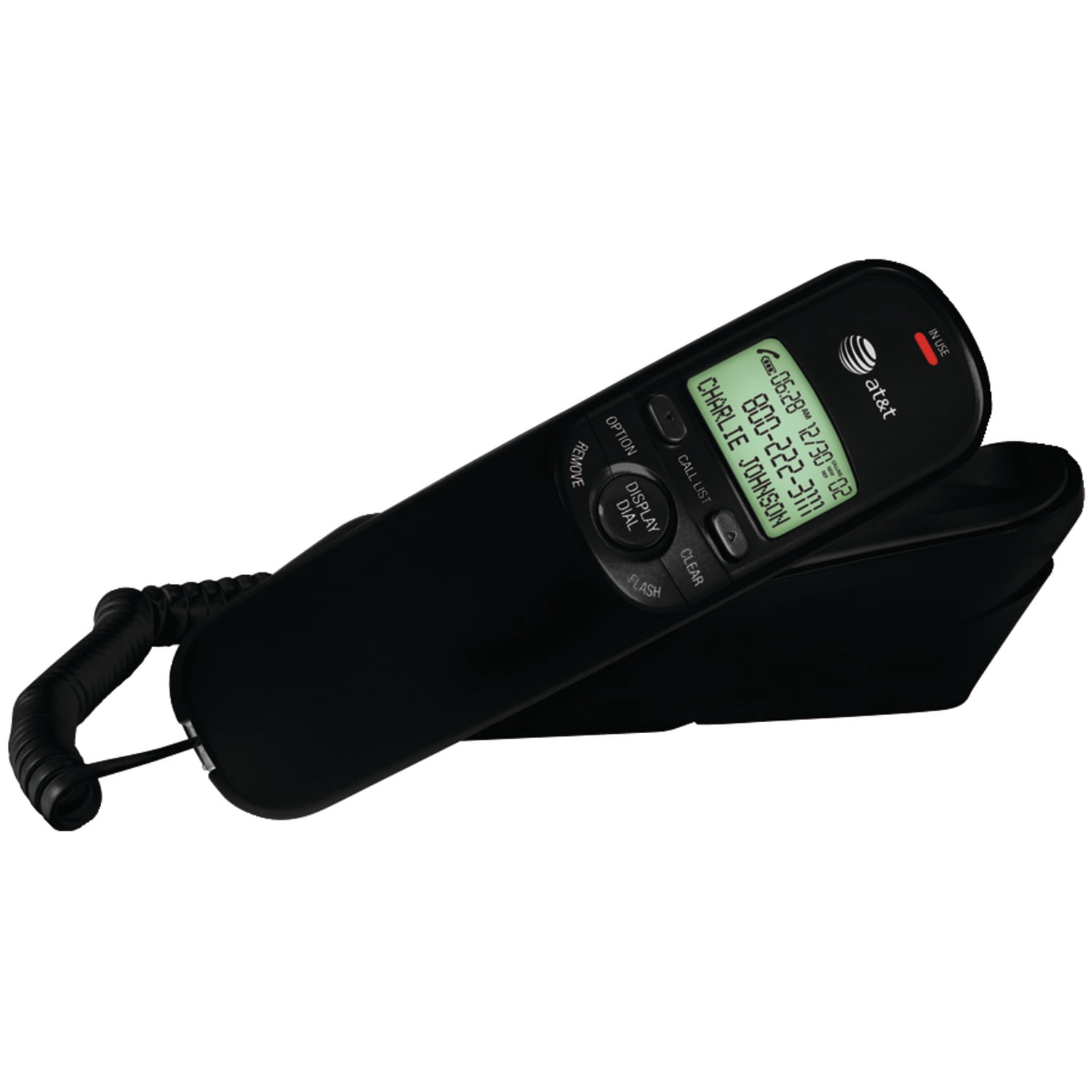 AT&T Corded Trimline Phone with Caller ID, Black, TR1909B