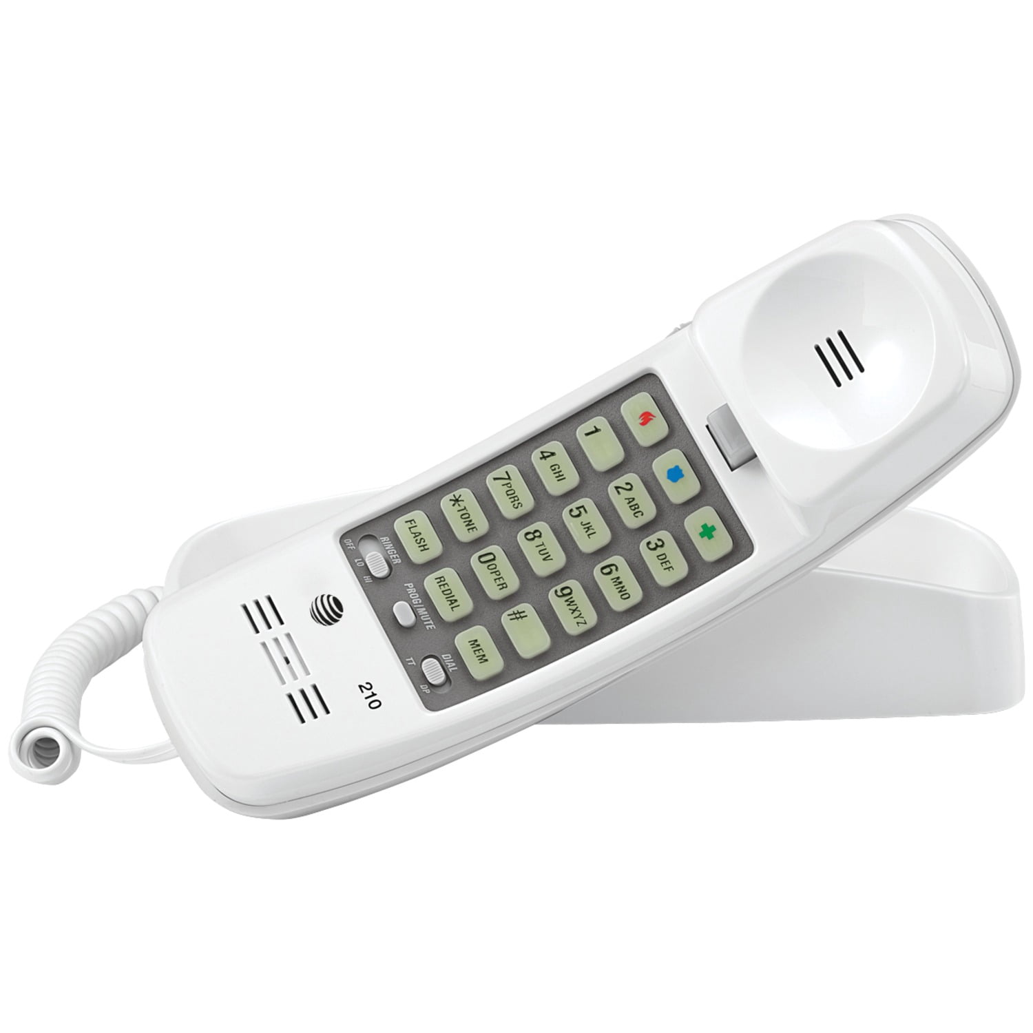AT&T Corded Trimline Phone with Lighted Keypad, White, ATTML210W ...
