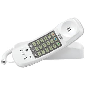 AT&T Corded Trimline Phone with Lighted Keypad, White, ATTML210W