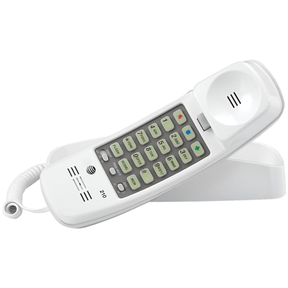 AT&T Corded Trimline Phone with Lighted Keypad, White, ATTML210W ...