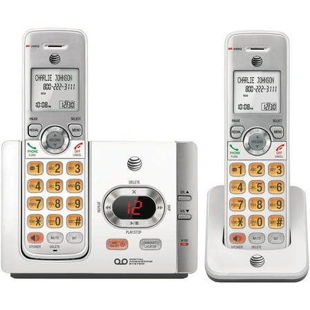 AT&T DECT 6.0 2-Handset Expandable Cordless Phone System with Caller ID & Call Waiting, White, EL52215