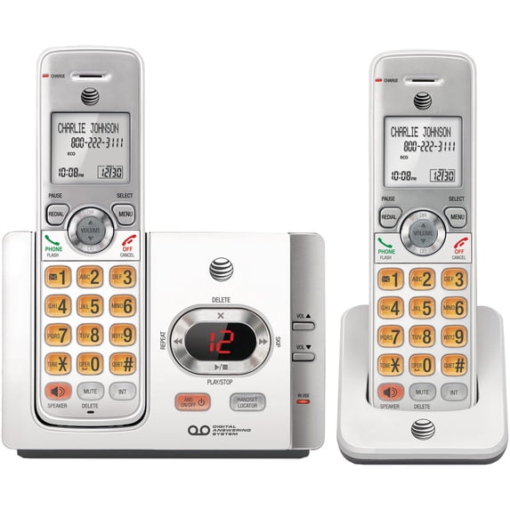 AT&T DECT 6.0 2-Handset Expandable Cordless Phone System with Caller ID ...