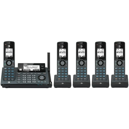 AT&T DECT 6.0 Connect to Cell 5-Handset Expandable Cordless Phone System with Smart Call Blocker, Black, CLP99587