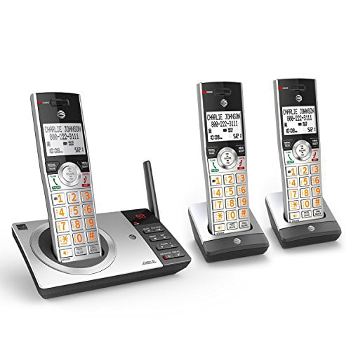AT&T DECT 6.0 Expandable Cordless Phone with Answering System, Silver/Black with 3 Handsets - image 1 of 10