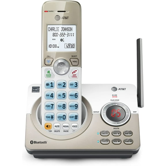 AT&T DL DECT 6.0 Cordless Phone for Home with Bluetooth Connect to Cell, Blocking, 1.8" Backlit Screen, Big Buttons, intercom, and Unsurpassed Range 1 Handset 1 Handset Cordless Phone