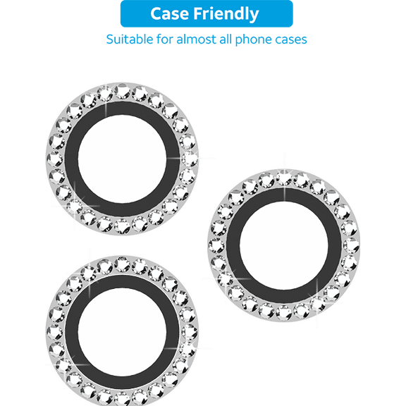 AT&T Essentials Silver Gems Glass Camera Protector Rings - iPhone 16 Pro/16 Pro Max