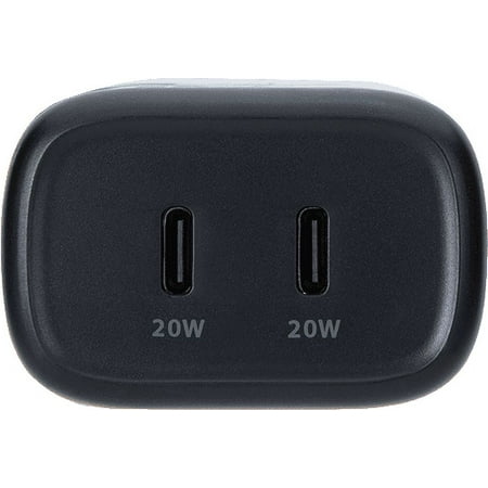 AT&T Fast Charge Dual Port 40W Power Delivery Wall Block (USB-C + USB-C) - Black