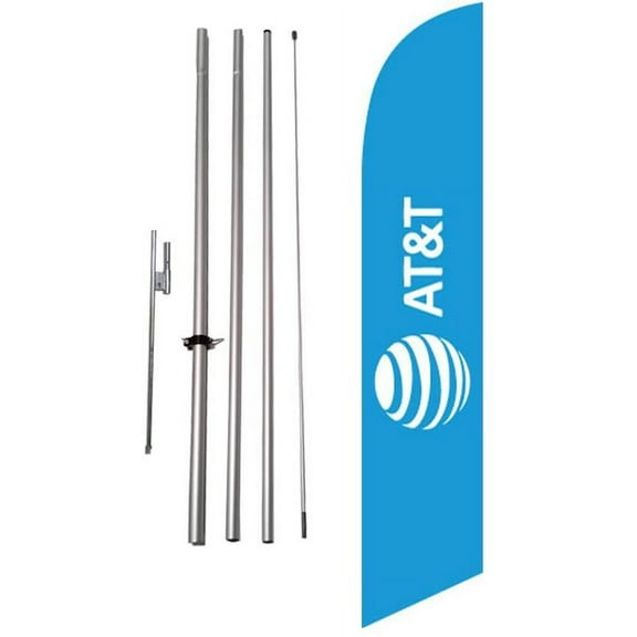 AT&T Franchise Advertising Feather Flag Banner with Pole kit and Ground Stake