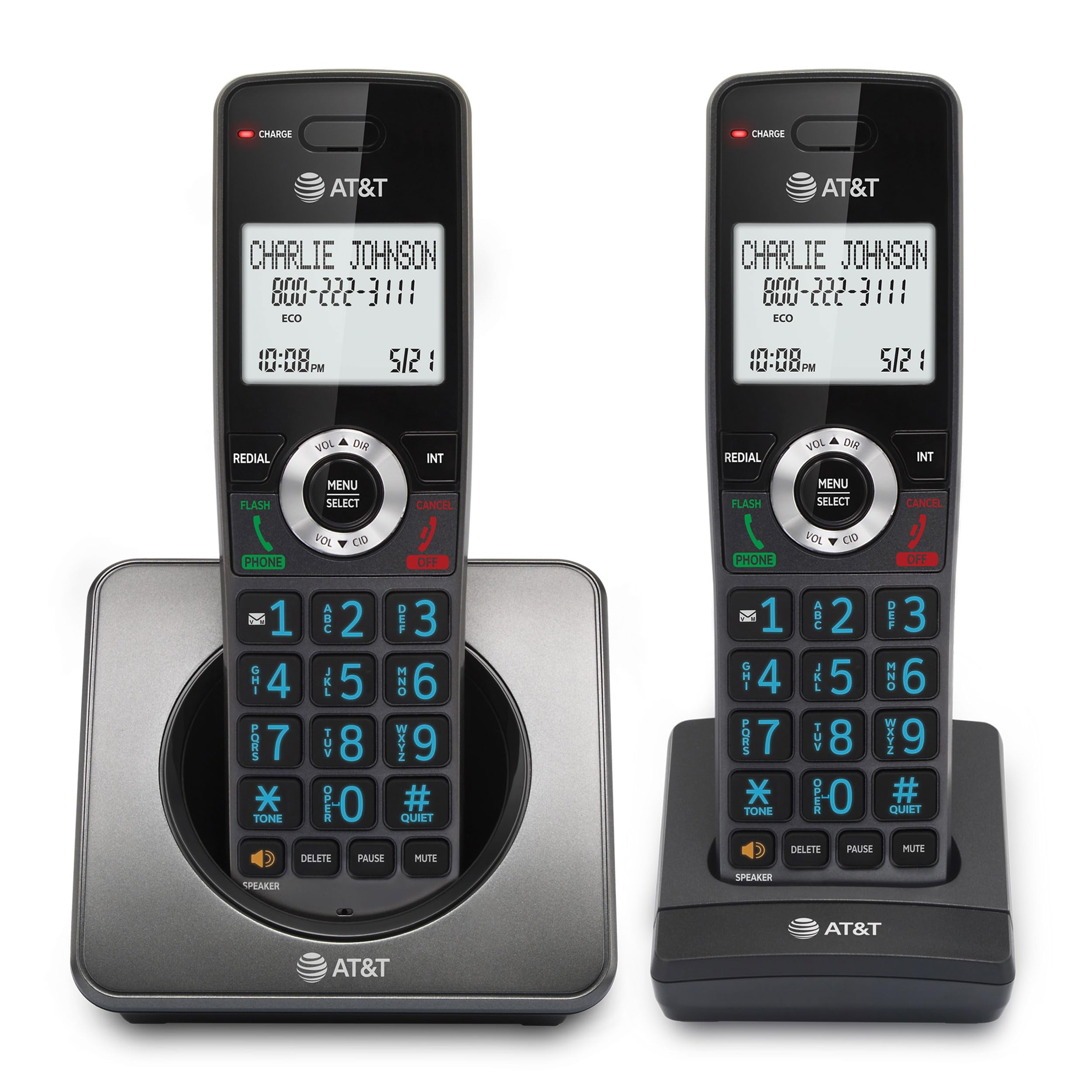 AT&T GL2101-2 DECT 6.0 2-Handset Cordless Home Phone with Call Block ...