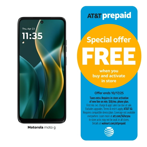 AT&T Moto G 5G 2024, 128GB, Sage Green Prepaid Smartphone